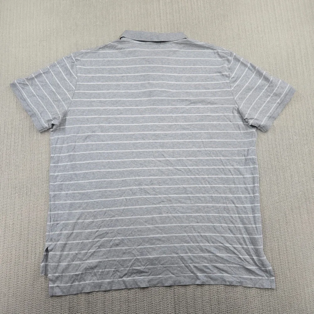 Polo Ralph Lauren Polo Shirt Mens 2XL Gray White Stripe Pima Cotton Flesh Pony